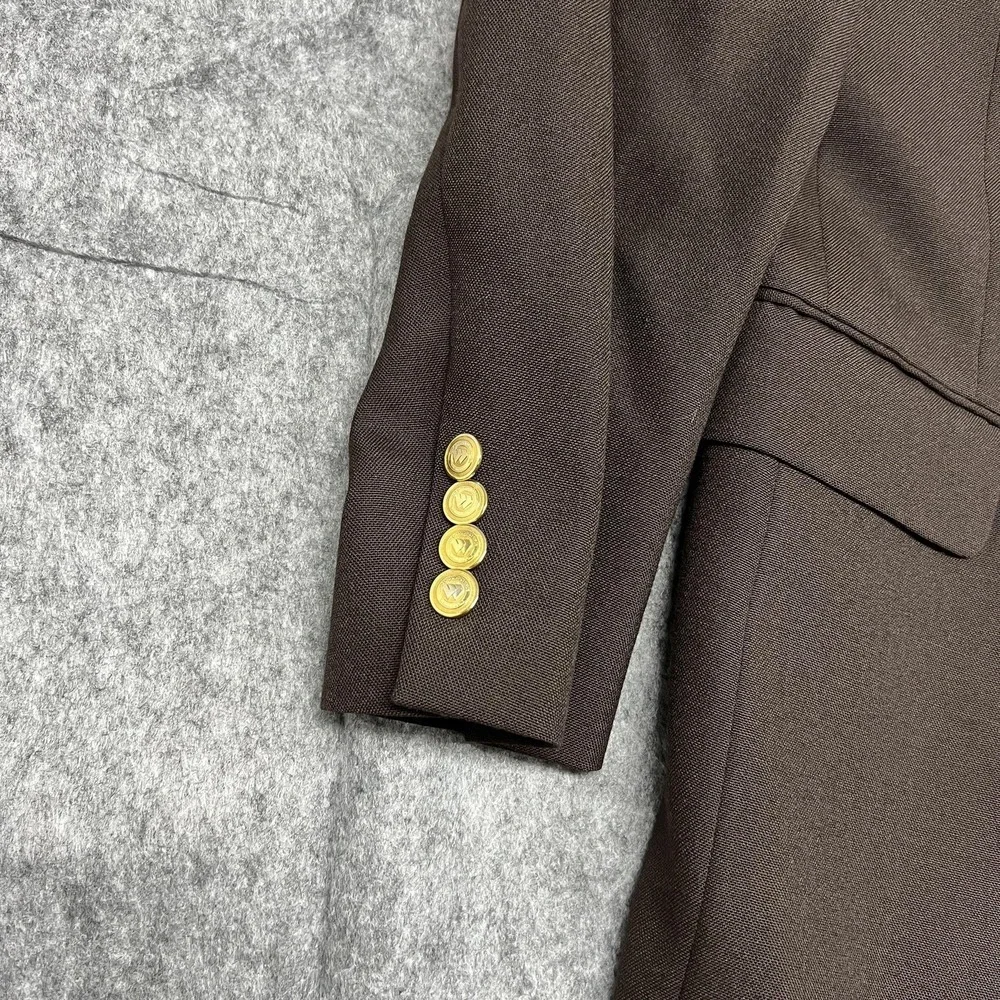Wimbledon Of England Blazer Mens 40L Brown Wool Blend Gold Button Dillards READ